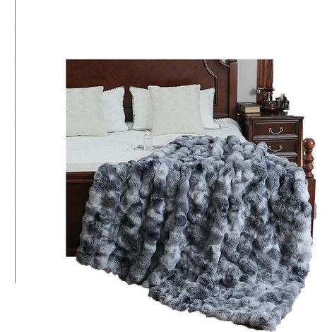 Couvertures luxueuses  Fausse fourrure ultra douce, moelleuse et duveteuse  Housses de canapé et plaids chics  Idéal pour adultes, enfants et adolescents (Chic  Myrtille) C229