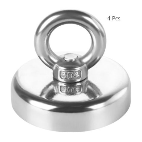 4 Pcs Aimant à œillet en néodyme 32 mm Adhérence 30 kg Super Forte Crochet Magnétique Magnétique Magnétique