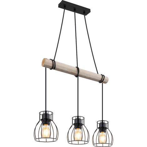 Globo - lampada a sospensione - Mina - naturale nero - legno