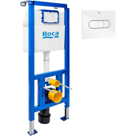 Vorwandelement für Wand-WC, Leichtbauwandinstallation, Höhe 112 cm, Spülung 2/4–6 L + weiße Betätigungsplatte (ROW01-IN)