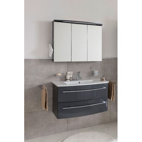Lanzet Impulso Badmöbel Set 3-teilig, 90cm, Anthrazit, Spiegelschrank-06375145 (1/5)