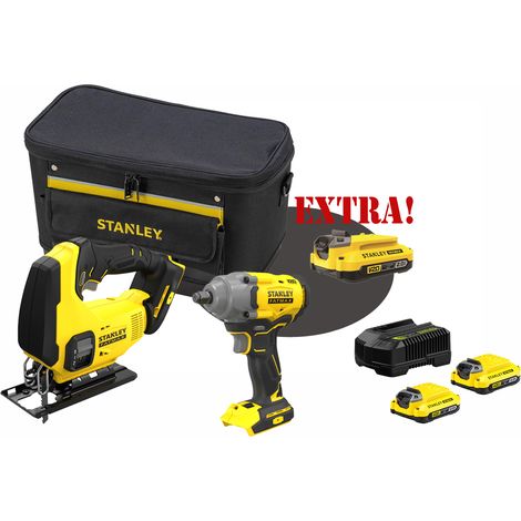 Kit Seghetto alternativo a batteria 18V V20 SFMCS600B + Avvitatore ad impulsi a batteria 18V attacco 1/2" SFMCF920B V20 FATMAXB. + Set energia + EXTRA OMAGGI FATMAXB. STANLEYB.