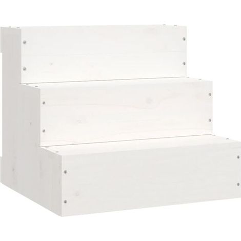Escalier pour animaux, blanc, 40 x 37,5 x 35 cm, en pin