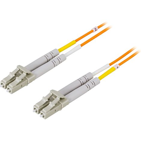 Jarretière fibre optique OM1, LC-LC, duplex, UPC, 62,5/125, 0,5 m, pour liaison et raccordement de réseau fibre optique (1/2)