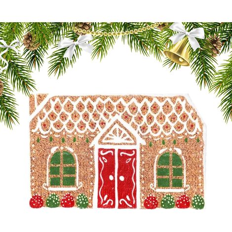 Tapis de Noël, moquette douce et antidérapante, tapis en cachemire style maison en pain d'épice (1/5)