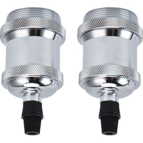 Lot de 2 douilles de lampe vintage rétro en aluminium, accessoires de bricolage pour ampoules vintage E26/27, couleur argent (1/5)