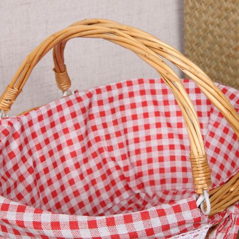 Panier en osier pliable avec anse, idéal pour pique-nique, cadeau éco-responsable pour salle de bain