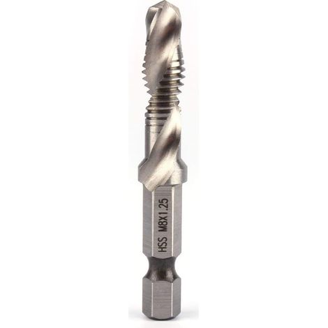 M8 HSS 1/4" Sechskantschaftbohrer, metrisches Gewinde, für mechanische Anwendungen oder Heimwerkerarbeiten (1/4)