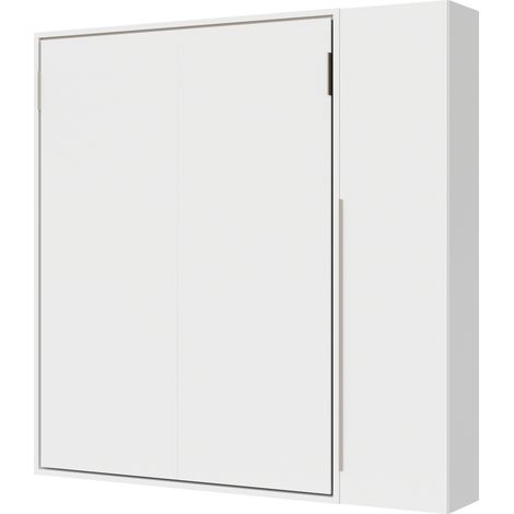 Lit double escamotable vertical Versia 160 avec armoire 1 porte droite Blanc