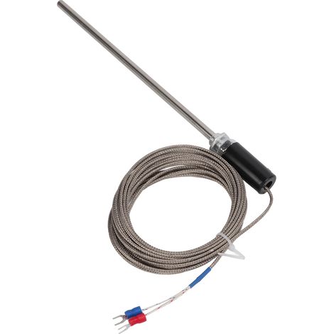 Thermoelement Typ K M12 mit Edelstahlsonde, Temperaturfühler aus Edelstahl, Sonde mit M12-Gewinde, 5 m Kabel, industrielle Präzision. (1/5)