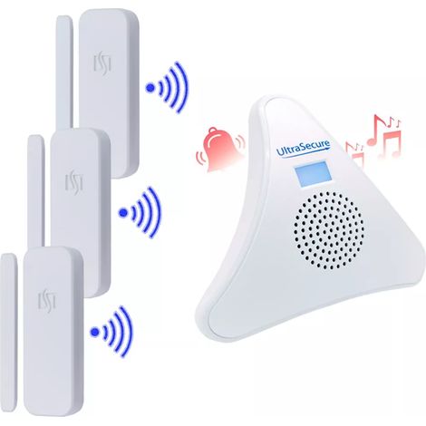 Pack alerte d'ouverture sans-fil 300m - 3 détecteurs autonomes + carillon ON/OFF 35 mélodies volume réglable (DA600+) (1/5)