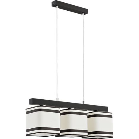 Suspension bois wengé 3 abat-jour carrés E27 Alfa Homer (1/3)