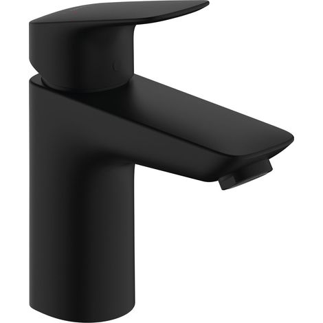 Hansgrohe Logis - Grifo de lavabo, con desagüe, EcoSmart, negro mate 71100670 (1/5)