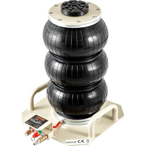 Cric pneumatique 3 tonnes 450 mm levage rapide 3-5 secondes avec poignées latérales pour voitures garages réparations blanc (1/5)