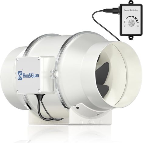 150mm Extracteur d'air hygroréglable avec contrôle de vitesse variable, ABS Ventilateur tubulaire réglable pour le chauffage, le refroidissement, boosté, les tentes de croissance (1/5)