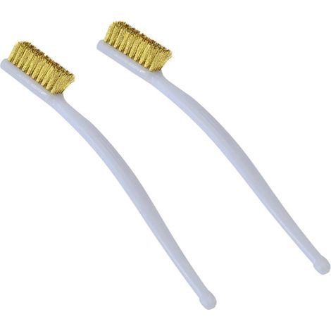 Brosse métallique en laiton 2 pièces, mini brosse de nettoyage pour enlever la rouille et brosse métallique fongique pour la poussière de soudure d'imprimante 3D, blanc (1/5)