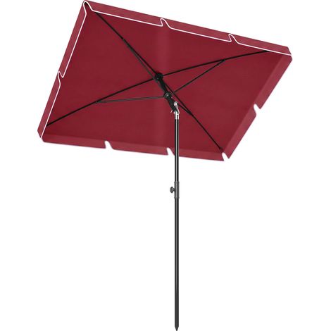 Parasol jardin rectangulaire rouge noir 2x2,4 m, inclinaison réglable (1/5)