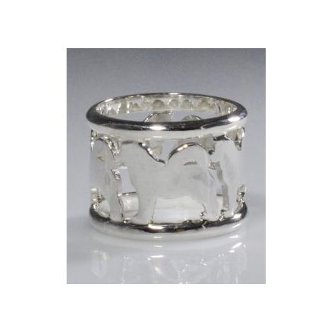 Alaskan Malamute Ring mit perforiertem Band aus Sterlingsilber