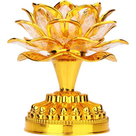 Lampe lotus LED dorée pour la maison, lampe Bouddha avec 36 mélodies, prise américaine 110-240 V, sans piles. (1/5)