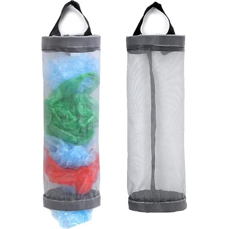 Support Pour Sac En Plastique - Maille Polyester - Suspension Murale Ou Porte - Stockage Compact Pour Sacs Réutilisables - 2 Pièces (1/5)