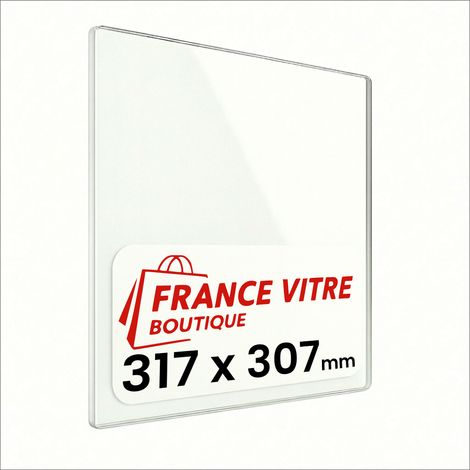 317 x 307 x 4 mm - Vitre de cheminée pour insert et poêle à bois - verre de rechange - France Vitre - jusqu'à 800°C - 307 x 317 x 4 mm