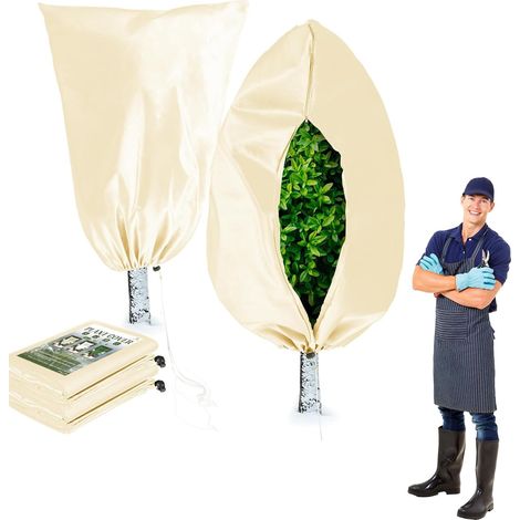 2PCS Voile Hivernage Plante Exterieur,80 x 120CM,Protections Hivernales Plantes,Housse d'hivernage Plante Réutilisable Cordon (1/5)