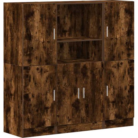 Maison Exclusive - 3-tlg. Küchenschrank-Set Räuchereiche Holzwerk
