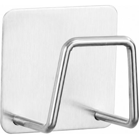 Porte-éponge en acier inoxydable, égouttoir d'évier sans perçage, rangement pour laine d'acier et chiffons (1/5)