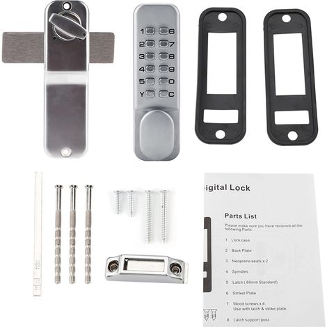Serrure à Code Mécanique en Alliage de Zinc pour Porte Intérieure Verrouillage sans clé pour bureau, armoire et porte composite, installation facile avec vis incluses, finition chromée brill (1/5)