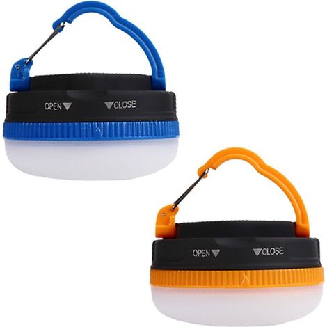Lamp of tent multifunctional, ideal for the hiking, the travel in car, the stays to home and the travel scolaires. Works on batteries and is available in yellow and in blue (1/5)