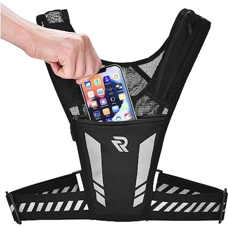 Pochette Veste Running Légère et Réfléchissante - Restez Hydraté, Les Mains Libres - pour Homme et Femme - Porte Téléphone Sport et Veste Hydratation de Course avec Compartiment pour Gourde (1/4)