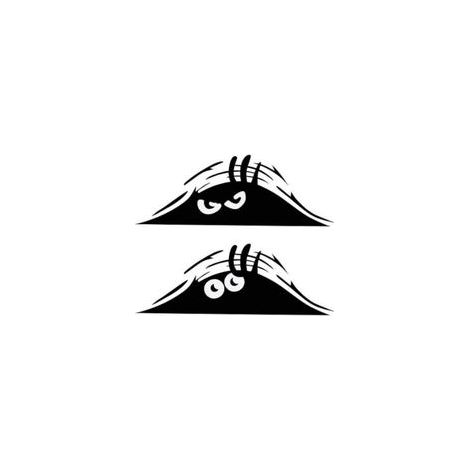 2 Pièces Peeking Monster Effrayant Yeux Autocollant de Voiture Peeking Elf Decal Imperméable Sourire et Angry Noir Autocollants de Voiture pour Pare-Chocs de Fenêtre de Voiture (1/5)