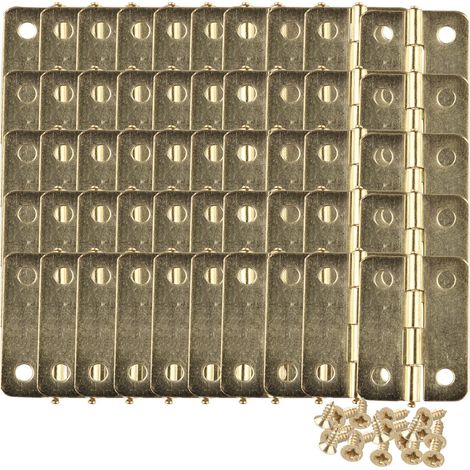 50 mini connecteurs à charnière pour tiroir de meuble à bijoux - Revêtement laiton - 23 x 19 mm - Avec 200 vis de rechange (1/5)
