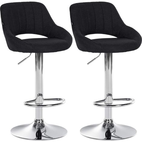 Set di 2 sgabelli bar con poggiapiedi girevole e regolabile in tessuto nero e metallo 100004354