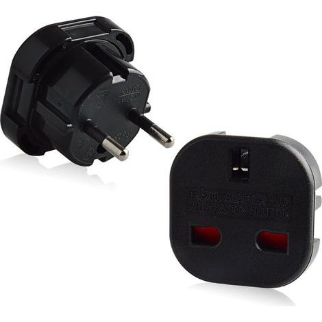 2X UK/United Kingdom/UK 3-Pin to French/European/France/Europe 2-Pin Travel Adapter (Pack of 2) (1/5)