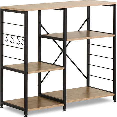 Estanteria de Cocina en Madera y Metal Nancy, Estilo Industrial, 82cm, Roble y Negro (1/4)