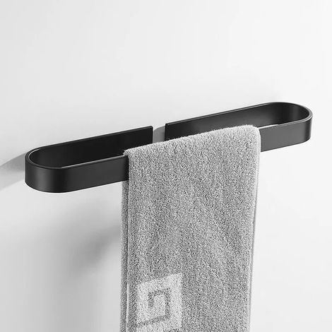 Self-Adhesive Towel Bars, Towel Rack for Bathroom or Kitchen, No Drilling Towel Bar, Aluminum, Matte Black, 40cm (1/4)