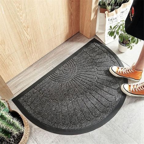 (50 80CM, Dark Grey) Half Round Door Mat, Soft Non-Slip Indoor Entrance Rug Washable Doormat for Kitchen Entrance, Hallway, Outdoor Entrance (1/4)