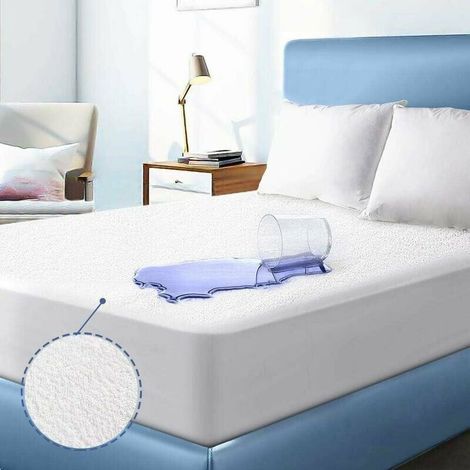 Protège Matelas Imperméable 90 x 200 cm,Couvre Matelas Serviette éponge Drap Housse,Alèse Respirante,Anti Acarien,Antibactérien,Housse Protection Lit Adulte et Enfant/Lavable à 30°C (Single) (1/5)