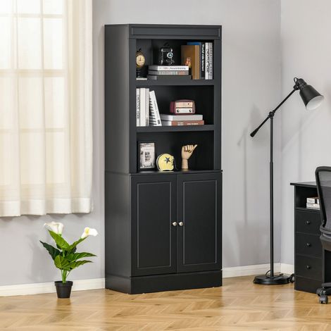 Küchen-Sideboard aus Holz mit Regalböden und 2-türigem Schrank mit verstellbaren Einlegeböden, für Wohnzimmer und Aufenthaltsraum, Schwarz (1/5)