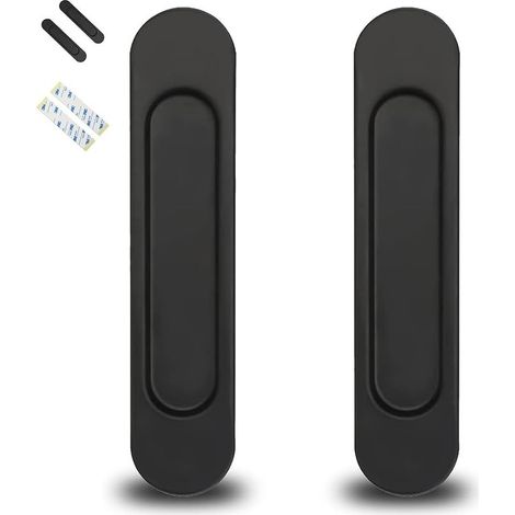 Poignée De Porte Coulissante 2pcs 14,8 CM, Poignée Poignee De Baie Vitree Coulissante Auto-Adhésive, Interieur Extérieure Noire, Convient Pour Armoires, Fenêtres,Portes Coulissantes (1/5)