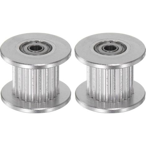 Lot de 2 poulies de renvoi 2GT 20 dents 3 mm alésage 18 mm de diamètre Courroie de distribution en aluminium pour courroie de 10 mm de largeur d'imprimante 3D Accessoires de machines CNC (1/5)