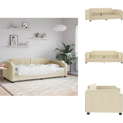 Lit de repos sans matelas crème 80x200 cm tissu - Canapé Convertible - Lit Invité - Lit Deux Places - Meuble Multifonction - Mobilier Contemporain (1/5)