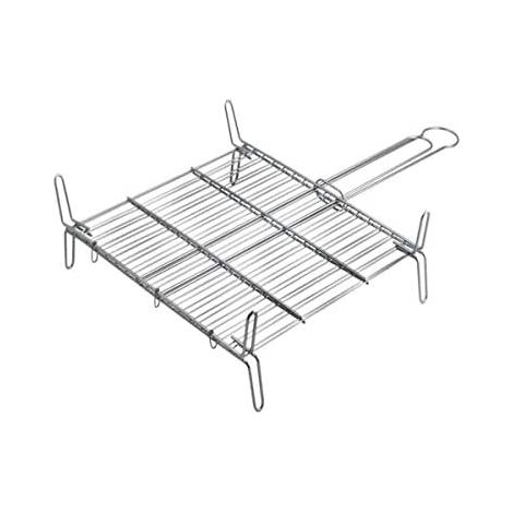 EDM – Grille double pour barbecue – Zinc – 50x50 cm – Cuisson simultanée de plusieurs viandes – Norme CE 1935/2004 (1/4)