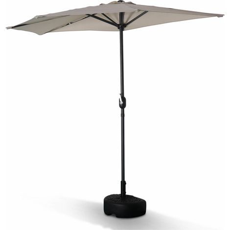 Parasol de balcon ø250cm – Calvi – parasol semi-droit, mât central en aluminium avec manivelle (1/5)
