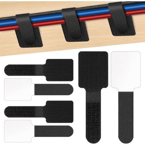 100 attaches-câbles autocollantes pour organiser vos câbles sur votre bureau. Réutilisables et résistantes (1/5)