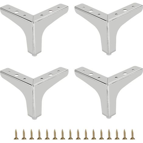 10 cm Pieds de canapé en métal 4 pièces Pieds de Meubles Modernes Pieds de Meuble de canapé Pieds de Rehaussement de Meubles de Bricolage Pieds de Remplacement pour Meuble TV Meuble de canapé, Argent (1/5)