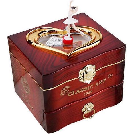 Boîte à musique ballerine dansante, boîte à bijoux en plastique, carrousel pour filles avec mécanisme à manivelle, idée cadeau pour enfant (1/5)