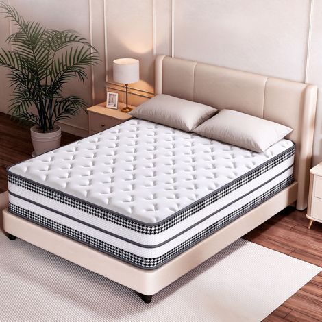 Matelas 140x190 cm Très épais 30 cm, WEGOOUT, Mémoire de Forme+Mousse Hybride, Ressorts Ensachés, Confort Optimal, 7 Zones Mi-ferme