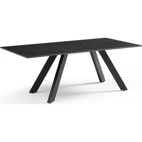 Table basse 120x60 cm céramique noir marbré pieds inclinés - INDIANA 08 (1/5)
